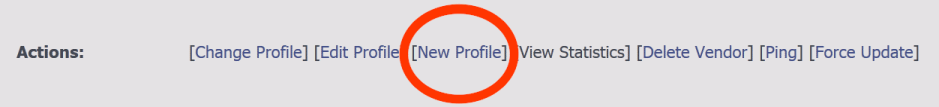 "New Profile location on vendor config page