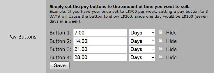 Units/Bulk edit section for pay buttons